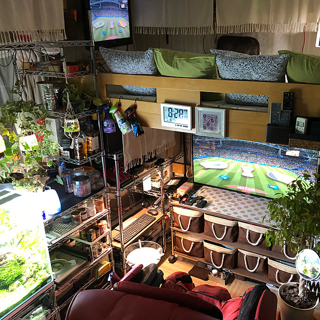 ベッド周り/雑貨/男前/照明/観葉植物...などのインテリア実例 - 2018-07-08 20:42:49