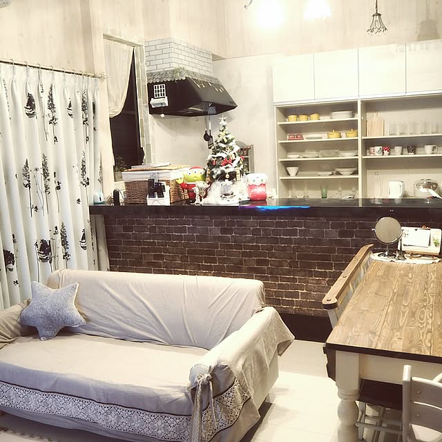 部屋全体/オーダーカーテン/ナチュラル雑貨/フレンチカントリー/カフェ風...などのインテリア実例 - 2016-12-07 18:48:23
