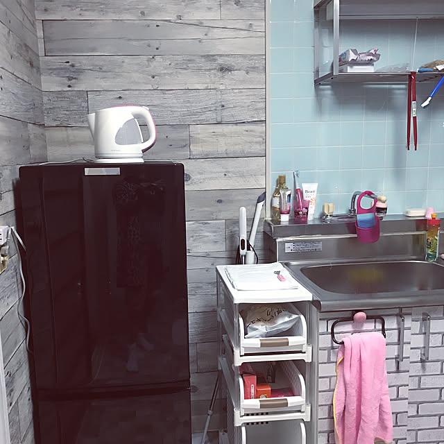 キッチン/ボロい賃貸/一人暮らし/配置に迷い中…/アドバイスお待ちしてますのインテリア実例 - 2017-02-02 02:18:20