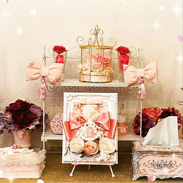ハンドメイド作品♥️/リボン♡/キラキラ大好き/ピンクアイテム/ピンクインテリア...などのインテリア実例 - 2021-01-10 05:44:44