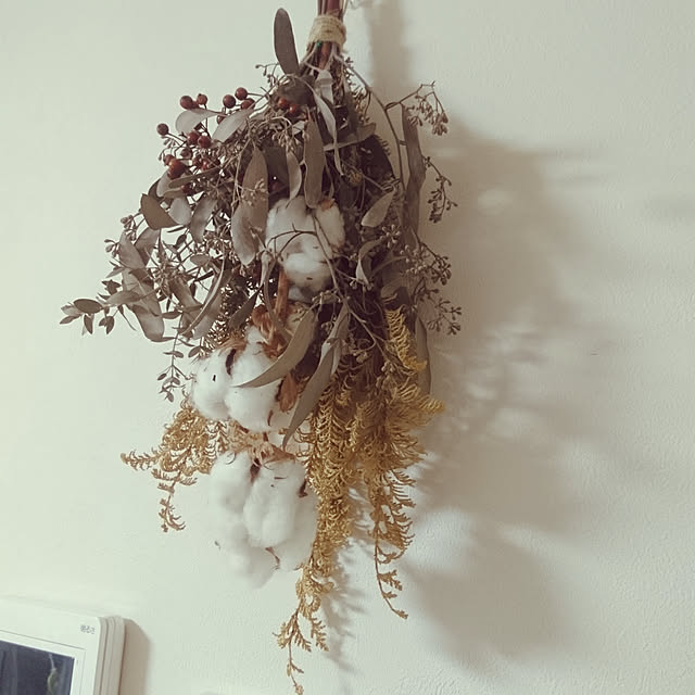 壁/天井/スワッグ/ハンドメイド/コットンフラワー/クリスマススワッグのインテリア実例 - 2018-10-04 16:13:45