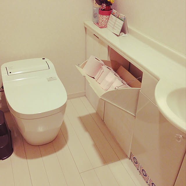 バス/トイレ/アラウーノ/トイレットペーパー収納/DIY/トイレ 収納棚のインテリア実例 - 2018-01-14 12:02:53