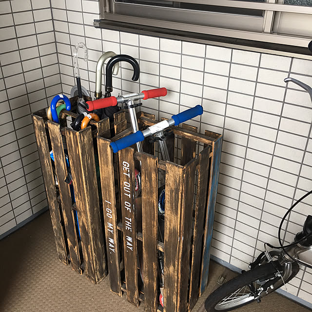 すのこDIY/傘の置き場所/こどもと暮らす。/DIY/玄関/入り口のインテリア実例 - 2020-06-24 13:58:56
