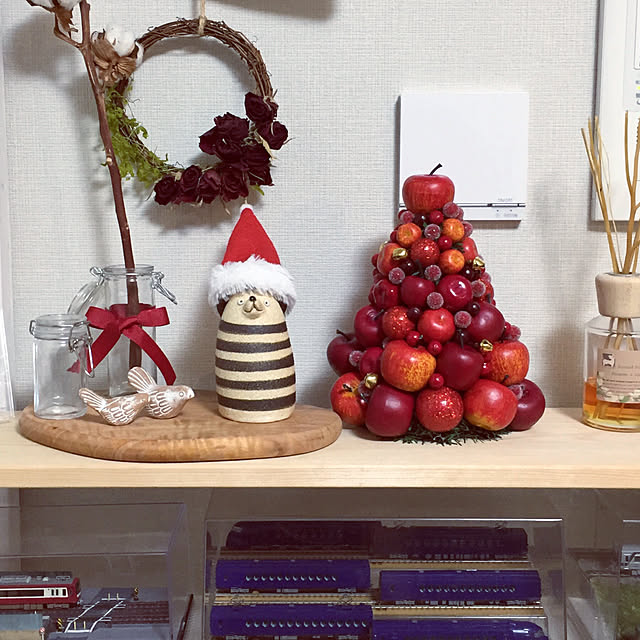 棚/リンゴのオブジェ/クリスマスディスプレイ/クリスマスツリー/クリスマス...などのインテリア実例 - 2018-12-14 15:25:25