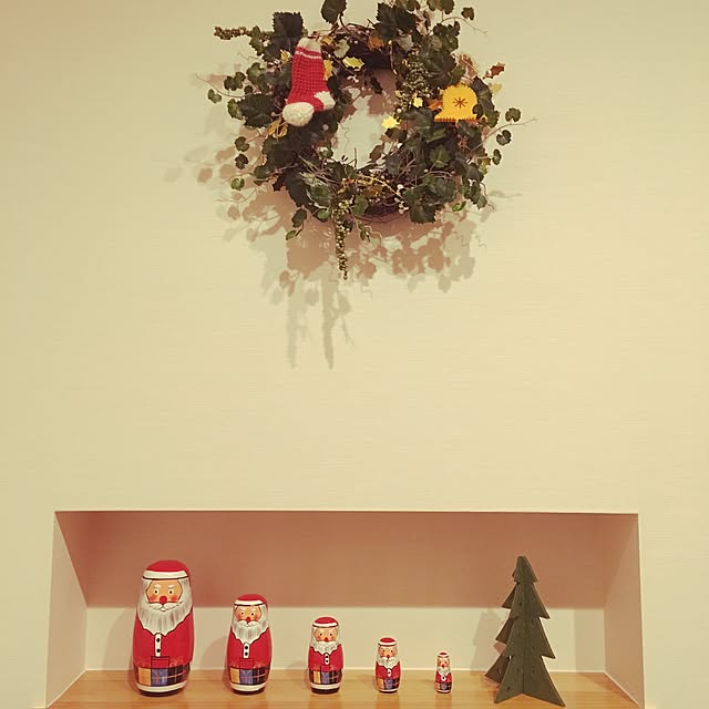 玄関/入り口/クリスマスディスプレイ/フェイクグリーン/100均/ナチュラルのインテリア実例 - 2015-12-01 17:19:57