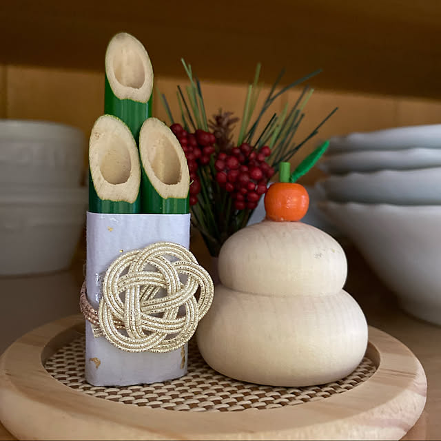 kokoni 鏡餅 ケーキセット（100均 木製鏡餅の商品を使った