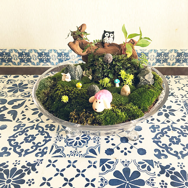 フィギュアのある風景/苔テラリウム/100均/ハンドメイド/多肉植物...などのインテリア実例 - 2020-05-13 12:30:57
