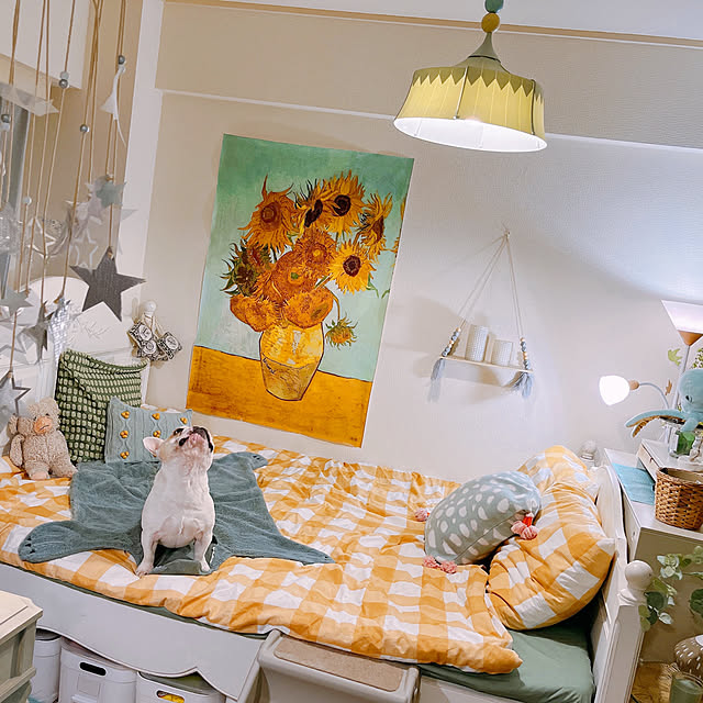 ベッド周り/ゴッホのひまわり/フレンチポップ/ZARA HOME/kino...などのインテリア実例 - 2024-04-23 11:04:11