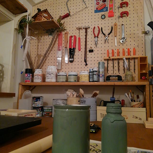 壁/天井/いつもいいね！ありがとうございます♪/こんなのばっかりですみません/作業部屋/空き缶...などのインテリア実例 - 2017-06-19 00:18:20