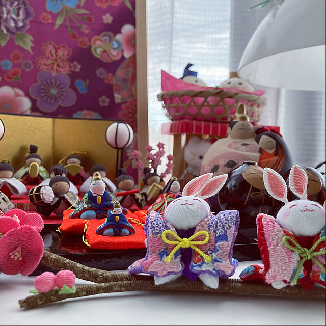 桜とうさぎの羽子板飾り ハンドメイド 桃の節句 ひな祭り 可愛い