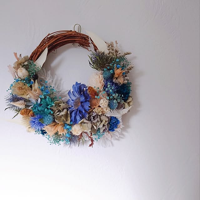 出産祝いなども豊富 ドライフラワーのオーバルリース Blue Wreath（リース ドライ フラワー・リース