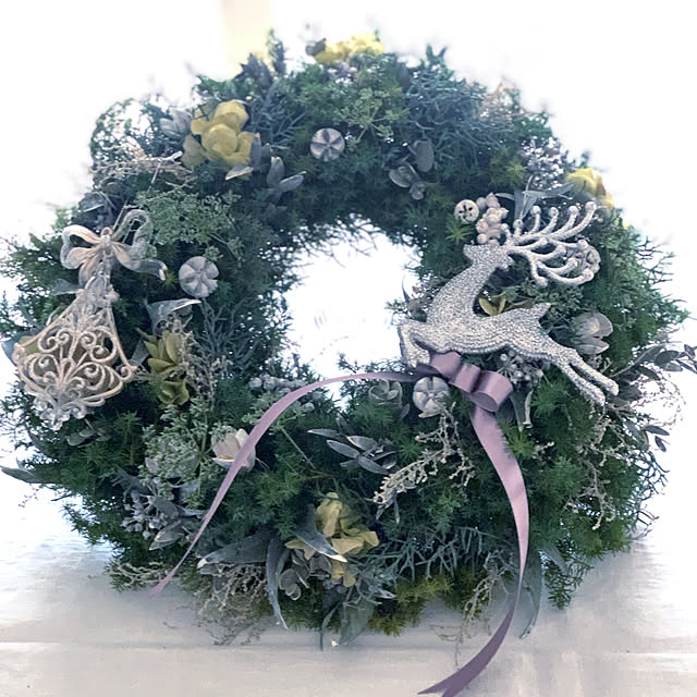 手作りリース/クリスマスリース/クリスマス/花のある暮らし/賃貸でも楽しく♪...などのインテリア実例 - 2019-12-17 17:22:02