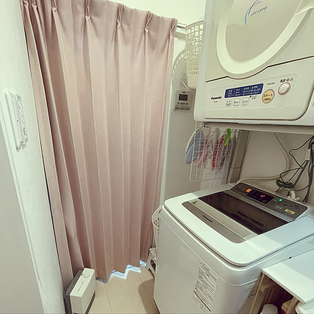 カーテンレール活用/すのこリメイク/洗濯機まわりの収納/ダイソーのインテリア実例 - 2021-12-26 21:16:47