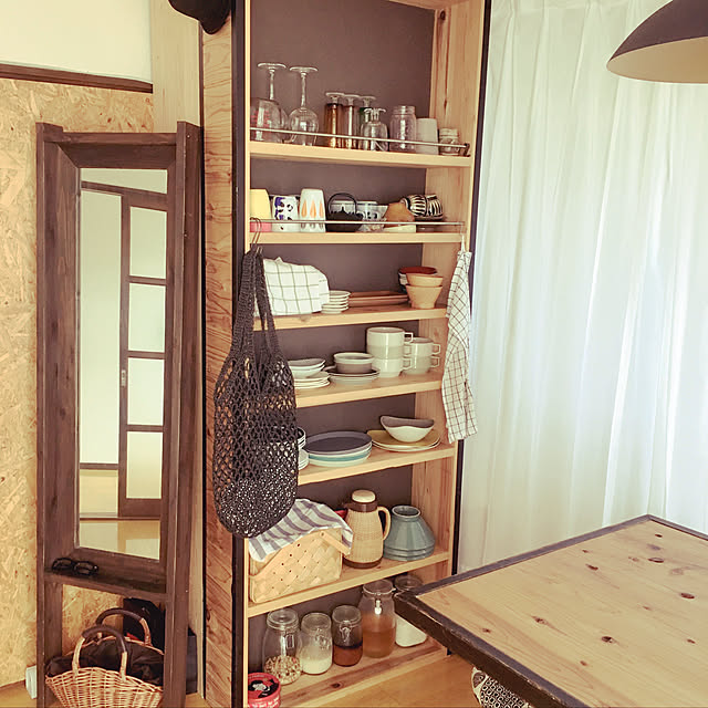 賃貸でも楽しく♪/鏡DIY/間仕切り壁 DIY/飾り棚/キッチンのインテリア実例 - 2022-06-10 21:08:02