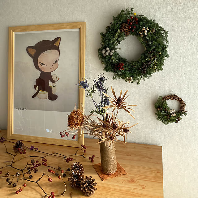 ドライフラワー/奈良美智/クリスマス/フレッシュリース/ビバーナムティナス...などのインテリア実例 - 2022-12-19 23:37:57