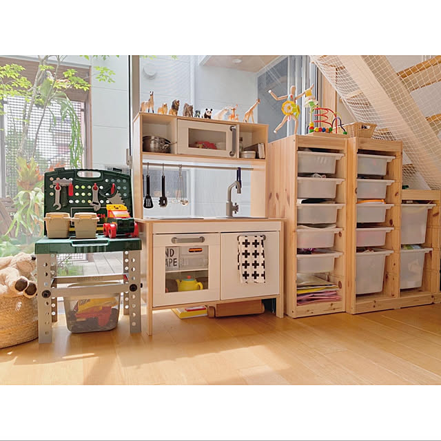 引取限定】IKEA トロファスト 階段収納 引き出し2個付き 剃れ 引取限定】IKEA トロファスト 階段収納 引き出し2個付き 剃れ
