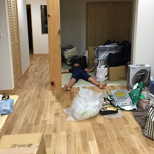 部屋全体/グッチャグチャ/全然片付かない/引っ越し後二週間経過/犬と暮らす...などのインテリア実例 - 2017-08-08 15:57:22