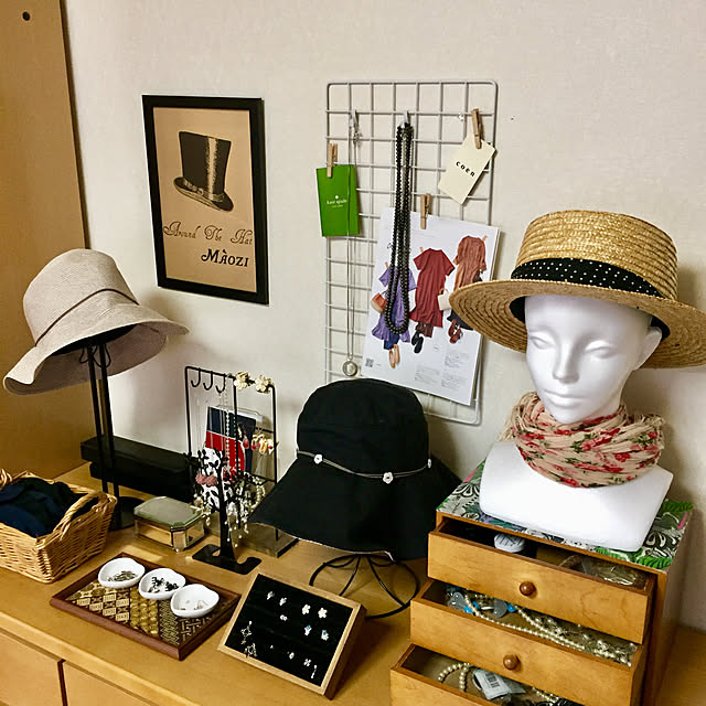 帽子掛け/帽子スタンド/アクセサリー収納/チェストの上/帽子...などのインテリア実例 - 2020-08-01 22:37:53