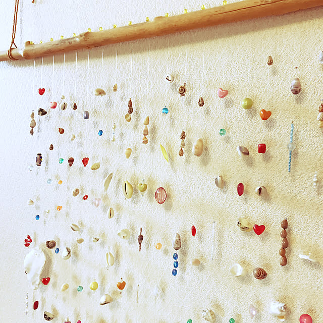 ハンドメイド/ビーズ/ビーズのれん/タペストリーハンドメイド/貝がらが素敵に変身✨...などのインテリア実例 - 2020-06-02 14:50:24