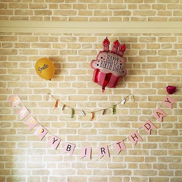 レンガ壁紙/誕生日ガーランド/誕生日パーティ/誕生日会飾り付け/おうち時間フェス...などのインテリア実例 - 2021-08-28 15:30:57