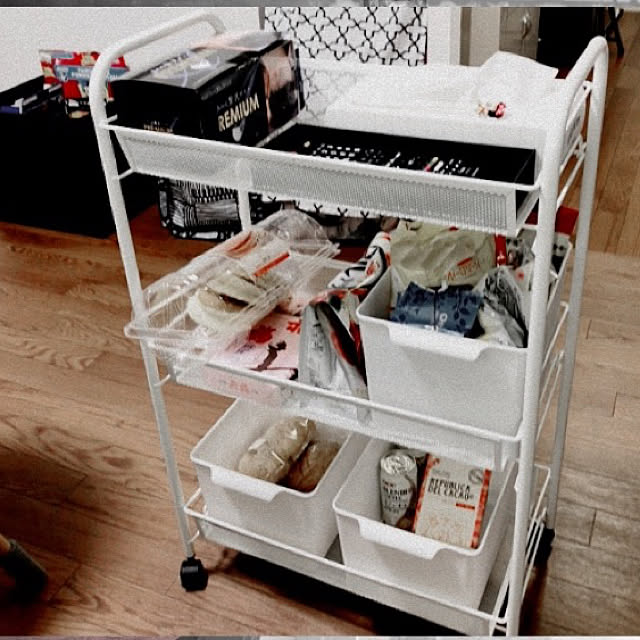 キッチンワゴン/IKEA/モノトーン/リビングのインテリア実例 - 2020-01-16 13:48:22