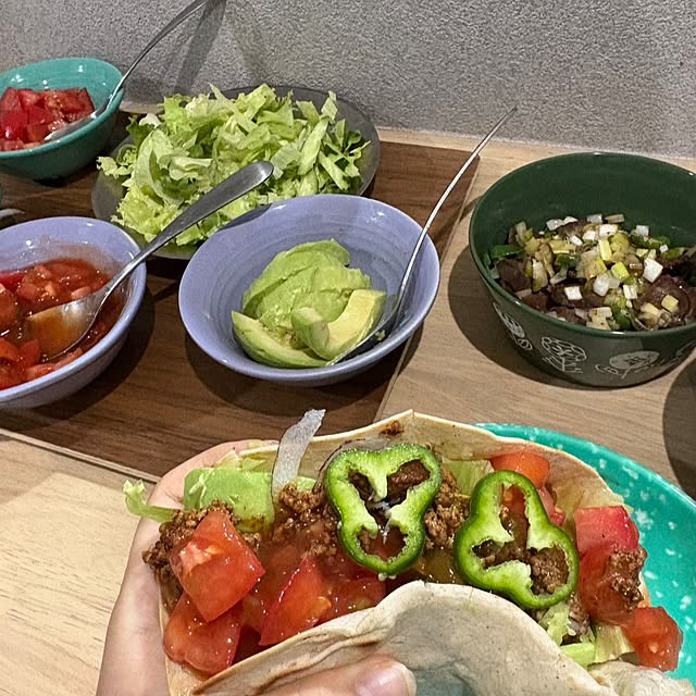 リビング/あたたかい料理のある食卓/タコスパーティー/タコス/野菜うまし...などのインテリア実例 - 2025-12-19 21:09:54