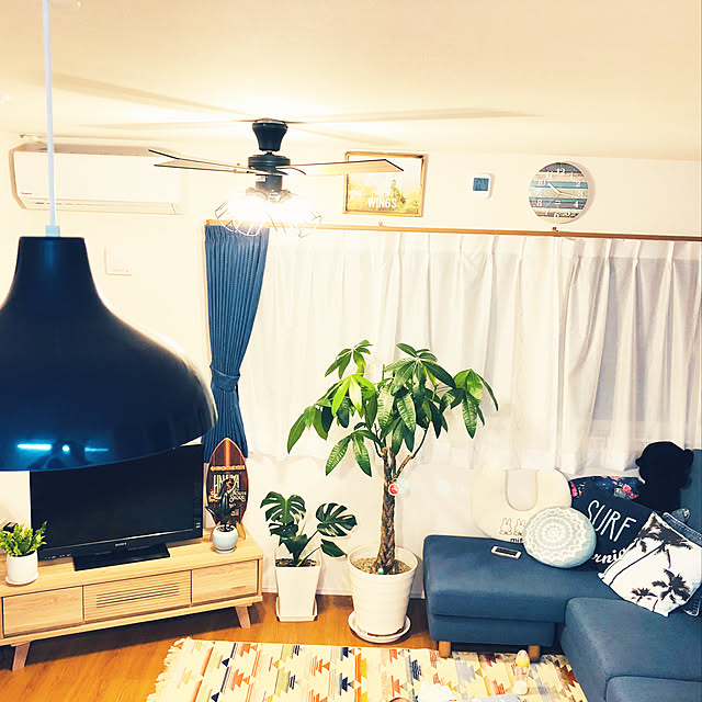 観葉植物/照明/カフェ風/ソファ/部屋全体のインテリア実例 - 2018-06-12 22:21:21