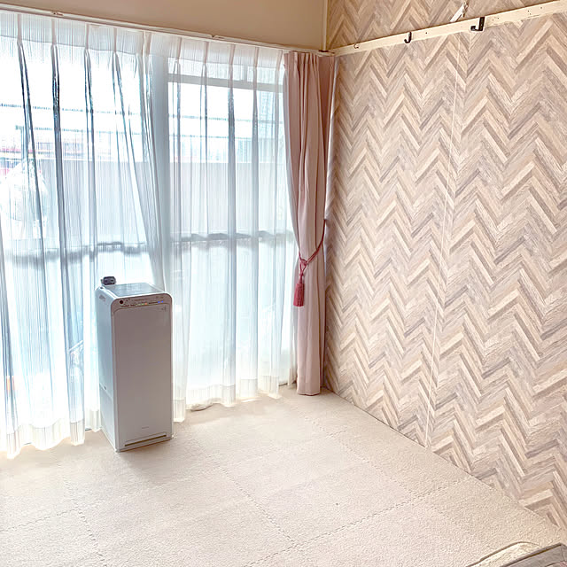 部屋全体/空気清浄機/ジョイントマット/ヘリンボーン/狭いけど諦めない！...などのインテリア実例 - 2019-02-02 13:15:45