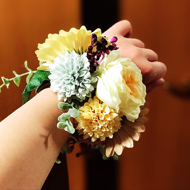 ブーケの様な髪飾り ヘッドドレス ターコイズブルー 虚しく