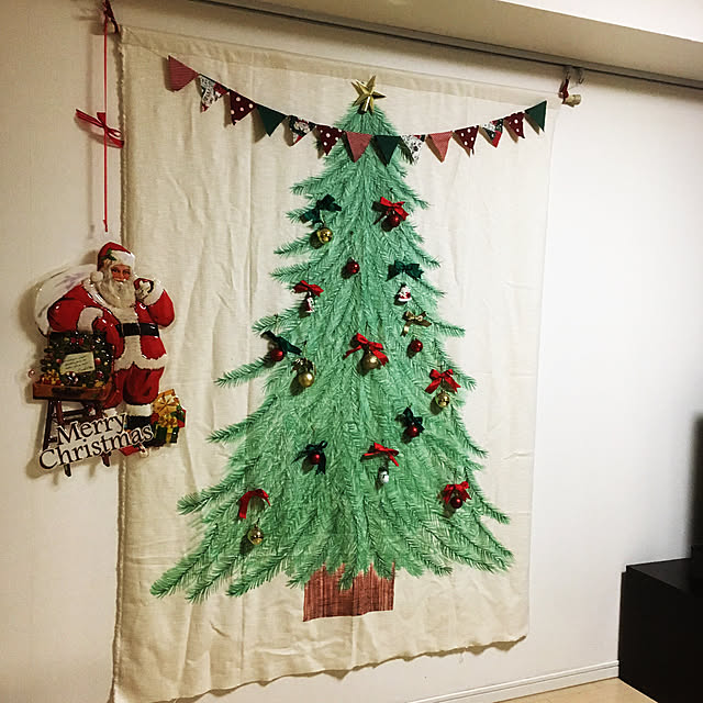 棚/手描き/クリスマスタペストリー/クリスマス/100均...などのインテリア実例 - 2017-12-21 21:33:49