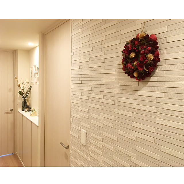 玄関/入り口/クリスマスリース/しろくま貯金箱/クリスマス/こどもと暮らす...などのインテリア実例 - 2017-11-15 13:38:04