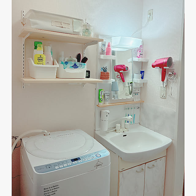 バス/トイレ/賃貸洗面所/洗濯機上収納/ピラシェル棚柱/DIY...などのインテリア実例 - 2025-05-18 23:45:28