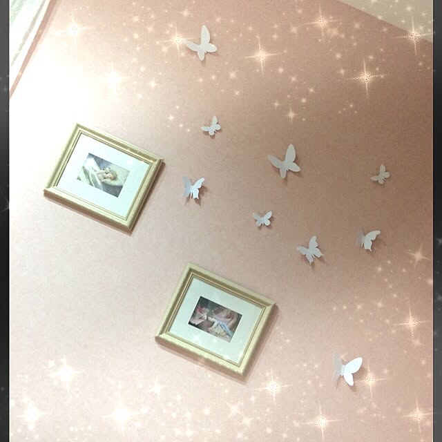 壁/天井/ピンク/娘の部屋♡/ちょうちょ〜♪/絵画のインテリア実例 - 2015-01-13 14:57:57