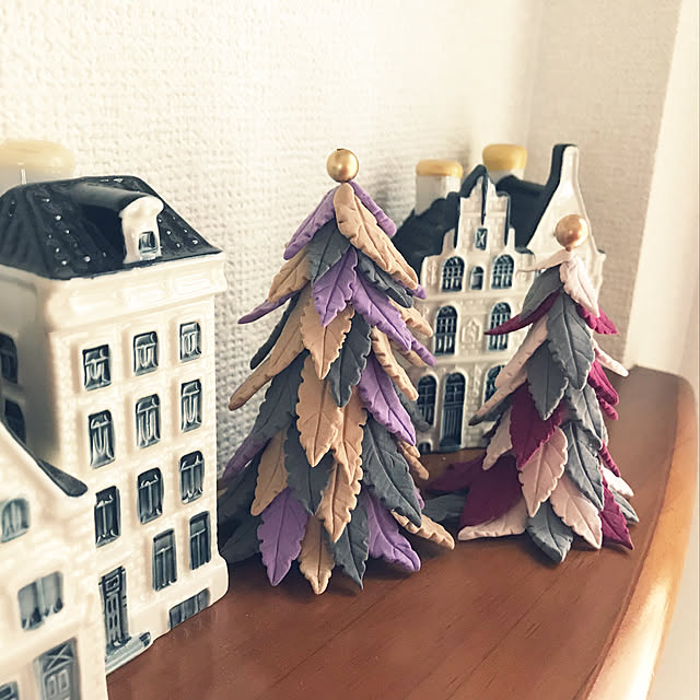 玄関/入り口/クレイクラフト/クリスマスツリー/ハンドメイド作品/クリスマスディスプレイ...などのインテリア実例 - 2018-10-13 11:37:02
