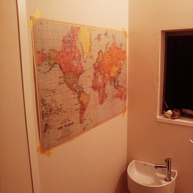 バス/トイレ/漆喰/世界地図/マスキングテープのインテリア実例 - 2015-04-08 18:58:04