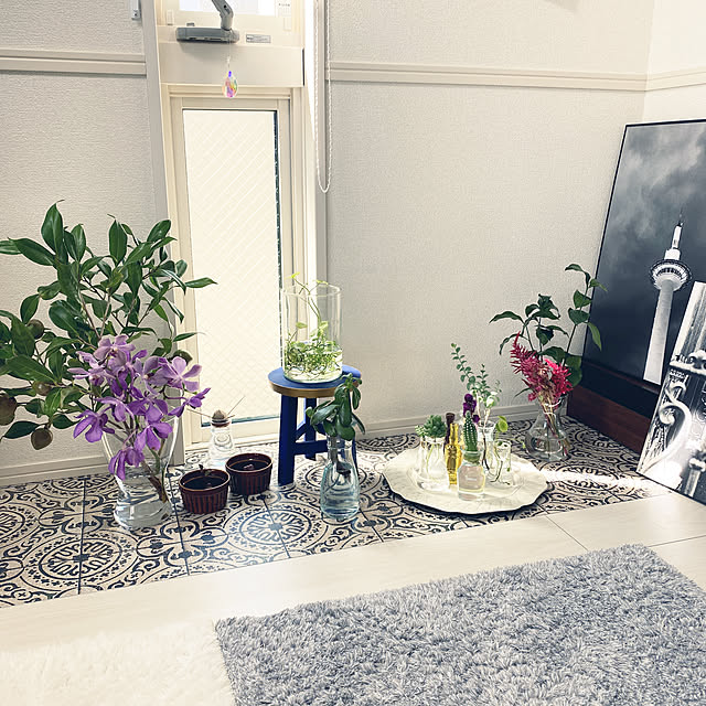 D-room 賃貸/壁紙屋本舗/花のある暮らし/剥がせるフロアシート/小瓶...などのインテリア実例 - 2020-09-05 12:37:14