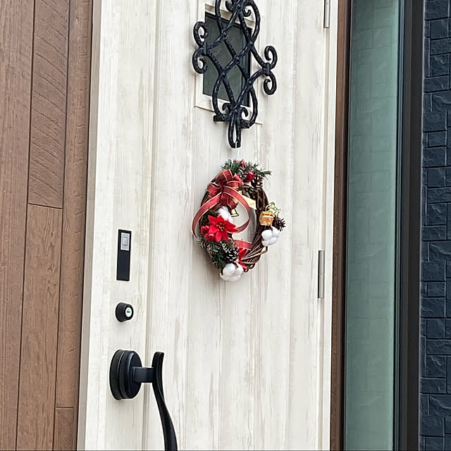 100均/ハンドメイド/クリスマスリース/玄関/入り口のインテリア実例 - 2020-12-09 22:53:06