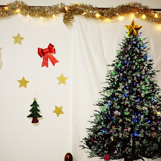 壁/天井/クリスマス/おりがみ 星/壁面ディスプレイ/一人暮らし...などのインテリア実例 - 2021-12-26 20:25:42