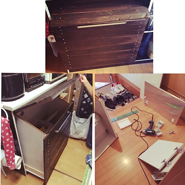 棚/Kitchen改造中(๑•̀ㅂ•́)و✧/だんなさん作/いいね♪いつもありがとうございます❤️/ダストBOXのインテリア実例 - 2015-07-15 20:35:10