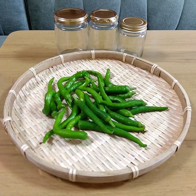 空きビン利用/青唐辛子/家庭菜園を楽しむ/家庭菜園で収穫/醤油漬け...などのインテリア実例 - 2026-07-11 17:51:04