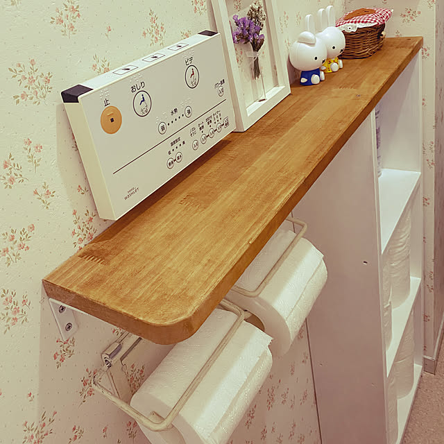 ミッフィー/花柄の壁紙/ミッフィーちゃん/カフェ風トイレ/コストコのトイレットペーパー...などのインテリア実例 - 2022-03-13 09:57:59