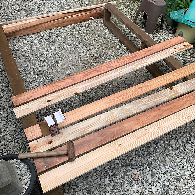 玄関/入り口/家庭菜園/手作り/板壁DIY/飾り棚...などのインテリア実例 - 2024-06-11 21:19:16