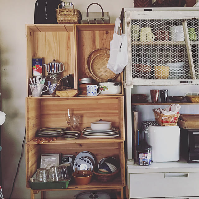 食器棚/ワイン木箱/りんご箱/木箱/インスタ→nagi.kii_home...などのインテリア実例 - 2019-04-16 18:46:00