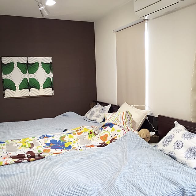 ベッド周り/イオン ワッフルラグ/ブルー寝室/IKEA/北欧...などのインテリア実例 - 2016-05-04 17:35:23