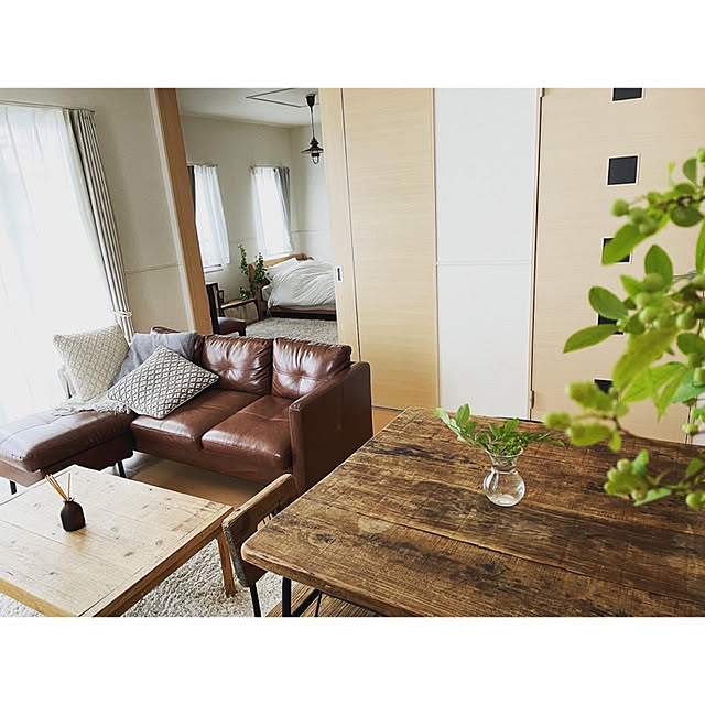 枝物/ブルーベリー/木製家具/観葉植物/無垢材の家具...などのインテリア実例 - 2022-06-20 21:12:55