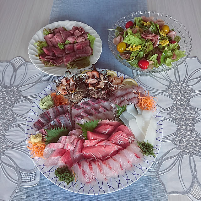 机/おもてなし/お刺身〜♪/お刺身盛り合わせ/お魚美味しい...などのインテリア実例 - 2022-08-21 22:47:32
