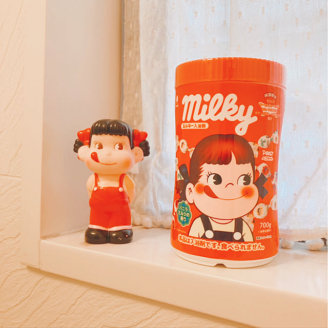 誰や！こんなとこに（笑）/ペコちゃん/ミルキー入浴剤/ほっこり/朝が好き♡...などのインテリア実例 - 2021-04-04 07:35:16
