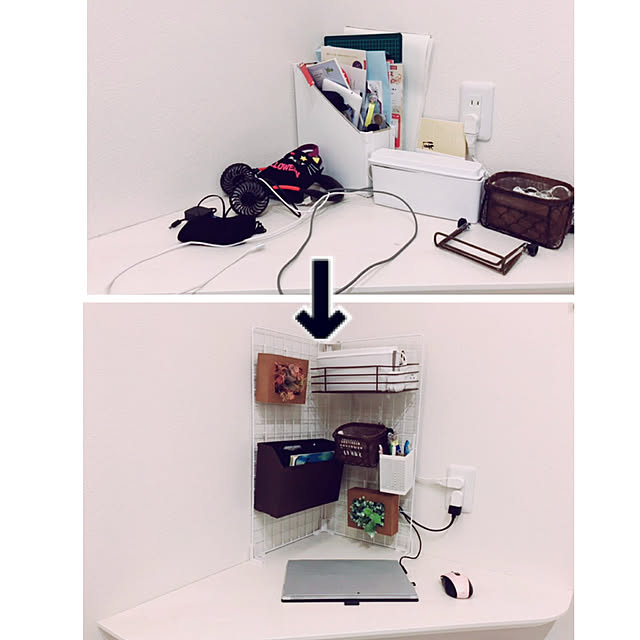 ワイヤーネット/生活感/整理整頓/PCコーナー/セリア...などのインテリア実例 - 2019-10-31 00:26:32