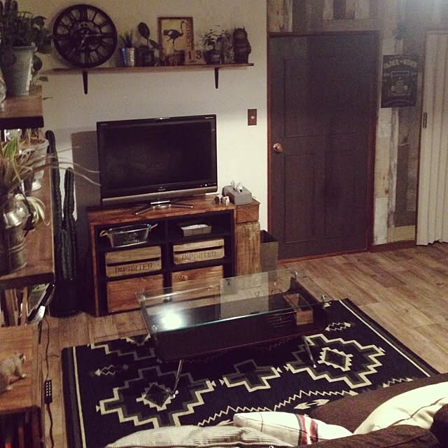 部屋全体/アイアンプレート/3COINS/テレビ台DIY/テレビ周り...などのインテリア実例 - 2016-06-23 19:23:26