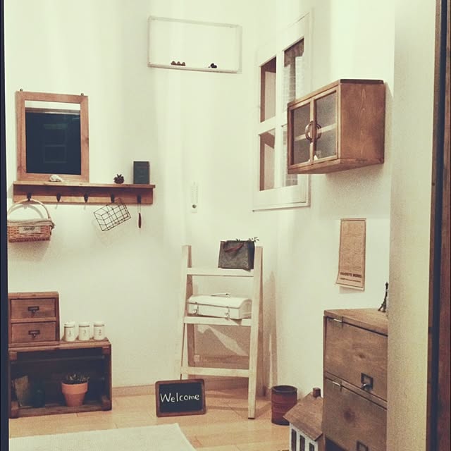 玄関/入り口/DIY/窓枠/手作り/木箱...などのインテリア実例 - 2015-01-29 23:35:21